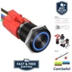 APIELE 16mm Latching Push Button Switch 12V DC On Off Black Shell with LED Angel