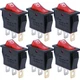 mxuteuk 6pcs AC110V/120V Rocker Switch Red Light Illuminated Snap-in 