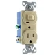 HUBBELL RC108ITRZ COMBO TOGGLE SWITCH & RECEPTACLE, TR OUTLET, 15A, 120V, IVORY