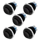 Momentary Push Button Switch 16mm High Round Cap Waterproof Black 5 PCS