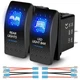 Xislet 2Pcs UTV Rocker Switch 12V 20A 3-Pin Blue LED Marine
