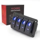 BUNKER INDUST 4 Gang Rocker Switch Aluminum Panel with Blue LED Light Waterpr...