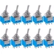 Taiss 10Pcs DPDT Mini Toggle Switch 6-Pin 2 Position ON/ON 6 Pin 