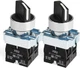 APIELE (Pack of 2) 22mm 3 Position Selector Switch Maintained 2NO Silver 