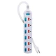 KMC 6 Outlet Power Strip with Multi-Outlet Independent Switches, white 