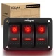 Nilight - 90019C 3 Gang Aluminum Rocker Switch Panel Toggle Dash 5 Pin ON/Off