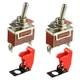 BOJACK Rocker Toggle Switch 20A 12VDC / 120VAC 2 Pin ON/Off Red Safety Cover