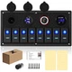 Xhtechnology Marine Boat Rocker Switch Panel,Waterproof 8 Gang 8 Gang, Blue 