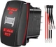 Mankk 7 Pin Momentary Winch In/Out Rocker Switch Red LED DPDT 20A/12V 10A /24V D