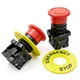mxuteuk 2pcs 22mm 2 NC Red Mushroom Emergency Stop Push Button 2NC, 