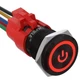 APIELE 19mm Latching Push Button Switch 3/4 12V DC Black Shell Power Symbol LED