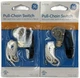 2-Pk GE Pull Chain Lamp Switch Single Pole w/ 30" Extension Cord UL Listed 54365