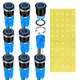 DaierTek 19mm 12V Latching Push Black Switch with Blue LED - 8Pcs, 