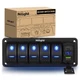 5 Gang Type C +USB Rocker Switch Panel Blue Backlit Waterproof 12V 24V Nilight