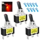 Twidec/3Pcs Rocker Lighted Toggle Switch 30A 12V DC SPST ON/Off 3Pin Car Red 