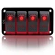 FXC Rocker Switch Aluminum Panel 5 Gang Toggle Switches Dash 5 Pin ON/Off 2 LED