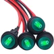 mankk 4Pcs Waterproof Rocker Switch 12V Round Toggle SPST 3pin Green 