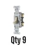 Hubbell CS120I, Single Pole Switch, Ivory, 20A 120/277 VAC (Qty 9)