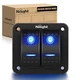 Nilight 90106B 2 Gang Rocker Switch Panel 5 Pin On Off Pre-wired Rocke