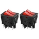 Heschen Double Rocker Switch SPST ON-Off 6 Terminals Red Light 16A 250VAC 2Pack
