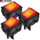 DaierTek KCD2 KCD4 30A 250V DPST 4 Pin Red Light Rocker Switch 3Pack FROM USA 