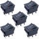 TWTADE / 5Pcs Black ON/Off/ON DPDT 6 Pin 3 Position Boat Rocker Switch 