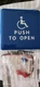 BEA 4-3/4" Sq Push to Open Plate w/ Text & Handicap Logo Blue Finish