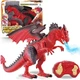 Remote Control RC Dragon Toy LED Light Up Walking Dragon Roaring and Spraying...