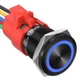 APIELE 16mm Latching Push Button Switch 12V DC On Off Black Shell with LED