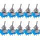 Taiss 10Pcs DPDT Mini Toggle Switch 6-Pin 2 Position ON/ON 6 Pin 