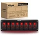 Nilight 8 Gang Rocker 90138H Switch Panel 5Pin On Off Toggle Switch Aluminum