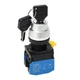 STARELO 22mm Key Switch 3 Position Maintained 2NO Latching Rotary Black 