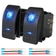 RVBOATPAT 2PCS Marine Boat Rocker Switch 12V 20A,Light Bar Switch Blue LED Li...