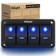 Nilight - 90109D 4 Gang Aluminum Rocker Switch Panel Toggle Dash 5 Pin ON/Off...