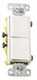 HUBBELL WIRING RCD101W 15 Amp Rocker Single-Pole Combo 2X Switch, White