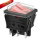 Heschen Double Rocker Switch SPST ON-Off 6 Terminals Red Light 16A 250VAC 