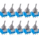 Taiss 10Pcs DPDT Mini Toggle Switch 6-Pin 2 Position ON/ON 6 Pin 