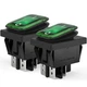 DIYhz 2Pcs AC 16A/250V 20A/125V 2 Position ON/Off Waterproof Boat 2P, Green 