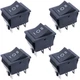 TWTADE / 5Pcs Black ON/Off/ON DPDT 6 Pin 3 Position Boat Rocker Switch Car Au...