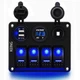 KEING 4 Gang 12V-24V DC Rocker Switch Panel Waterproof LED Circuit Blue 