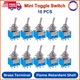 Taiss 10Pcs DPDT Mini Toggle Switch 6-Pin 2 Position On/Off/On 6A 125V MTS-202