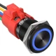 APIELE 19mm Latching Push Button Switch 12V DC Black Shell, Shell-Blue 