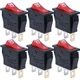 mxuteuk 6pcs AC110V/120V Rocker Switch Red Light Illuminated Snap-in 