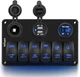 Nilight 6 Gang Rocker Switch Panel with Cigarette Lighter & USB for 12V/24V Cars
