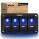 Nilight - 90109D 4 Gang Aluminum Rocker Switch Panel Toggle Dash 4 Gang, Blue 